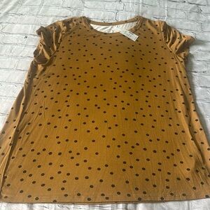 Maurice’s Camel & Black Polka Dot Top